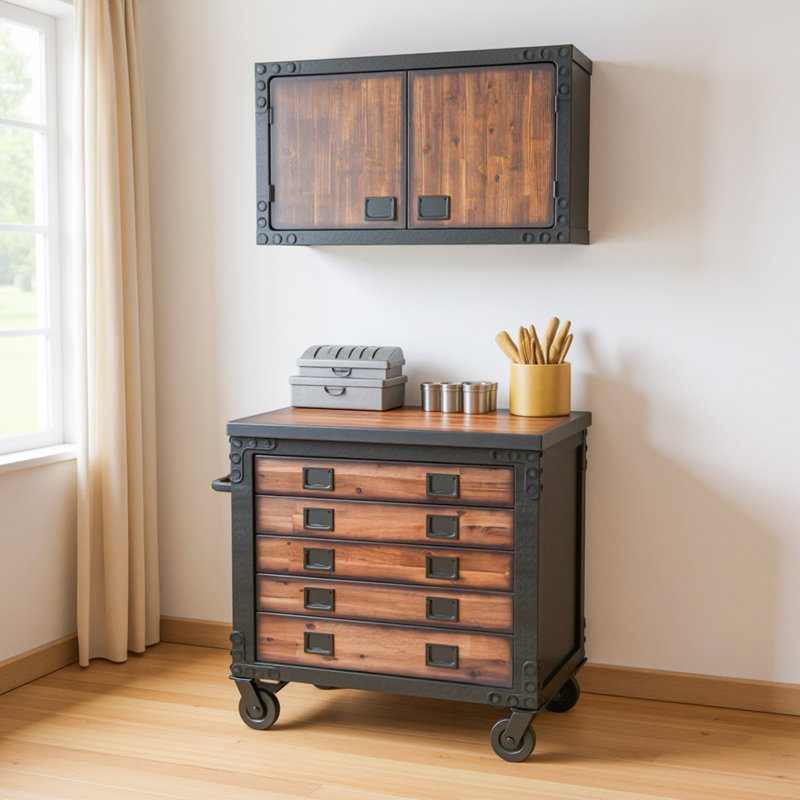 2-Piece Industrial Garage Storage System with 36 in. Rolling Tool Chest and Wall Cabinet
