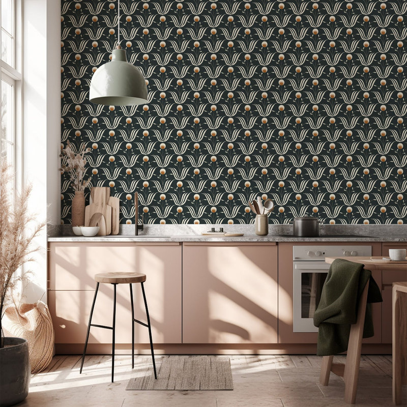Lady Charlotte Spring Bloom 10' L x 24" W Wallpaper Tile, Soot_NDLQ2888, Soot, Paper