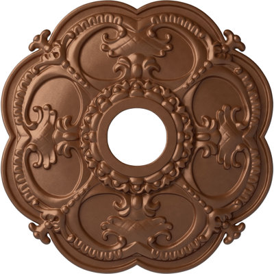 Endurathane Rotherham Ceiling Medallion, 18"OD x 3 1/2"ID x 1 1/2"P (Fits Canopies up to 3 1/2"), Hand-Painted Polished Copper Finish