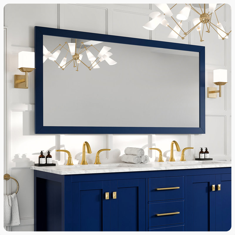 Latitude Run® Acclaim 60X30 Transitional Blue Bathroom Mirror, 30" x 60"