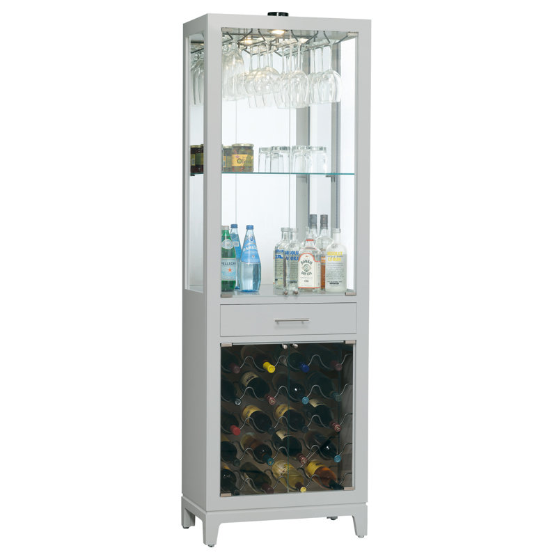 Samson Silver Wine and Bar Cabinet with Lighting, Silver