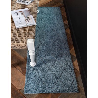 Tapis bleu ciel à poils longs Lattice