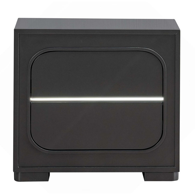 Table de chevet avec 2 tiroirs et lumières DEL Mdern, Wengé
