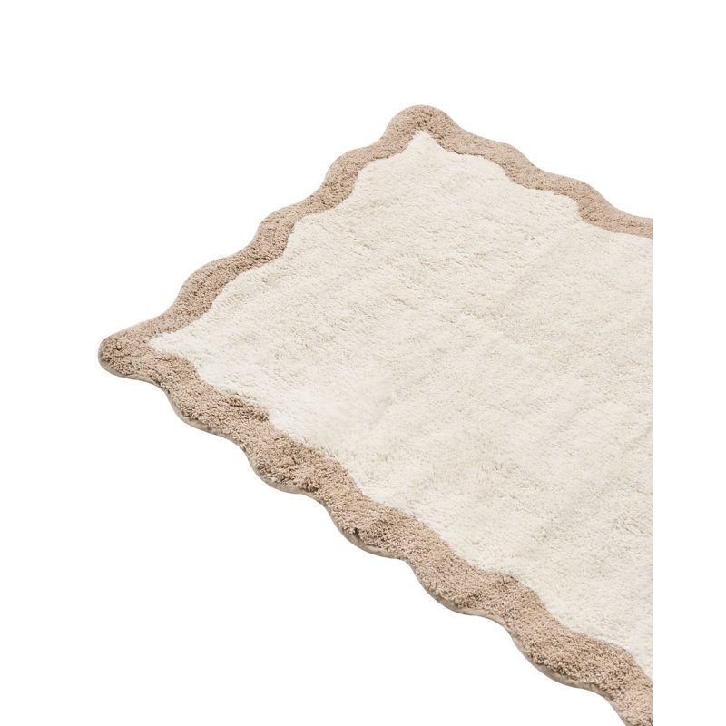 Cotton Non-Slip Bath Mat, 90cm L x 60cm W, Beige/Brown