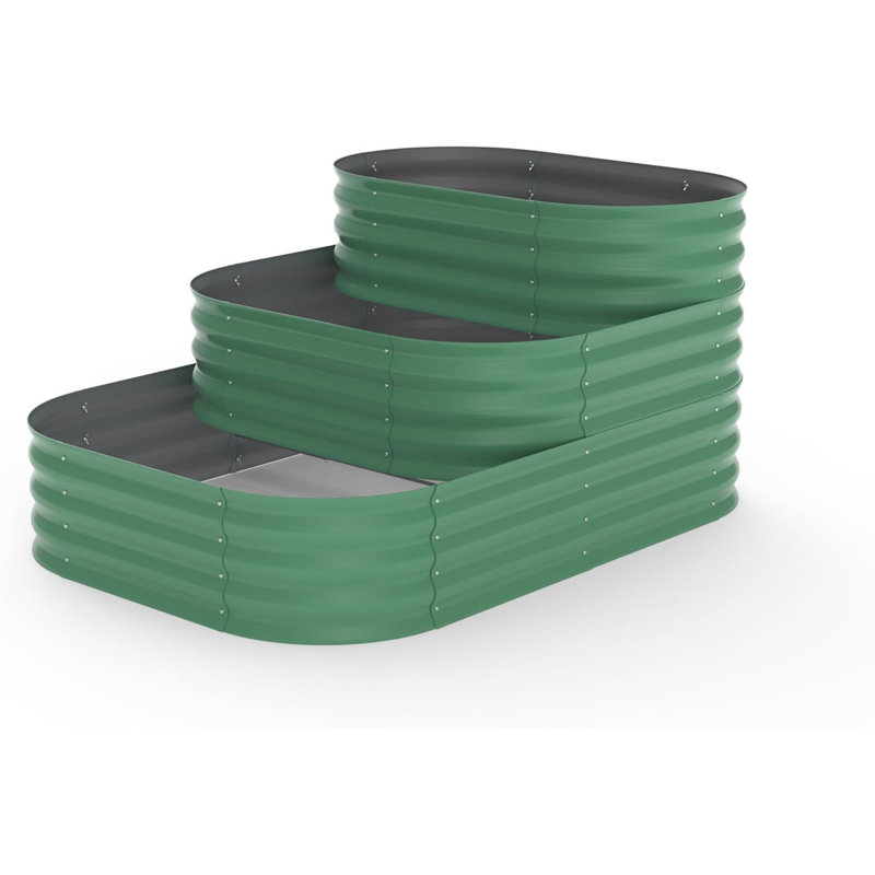 61x42 in Galvanized Raised Garden Bed Kit, Modular 3-in-1 Planter Box with Open Base, Green