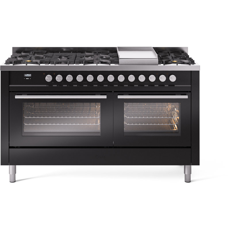 ILVE Professional Plus II 60 Dual Fuel Range , Liquid Propane, Glossy Black