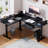 Adjustable L-Shaped Metal Base Standing Desk with Power Outlet-1516392635