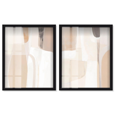 Ensemble de 2 décorations murales minimalistes Harmony Beige & White par Art Remedy