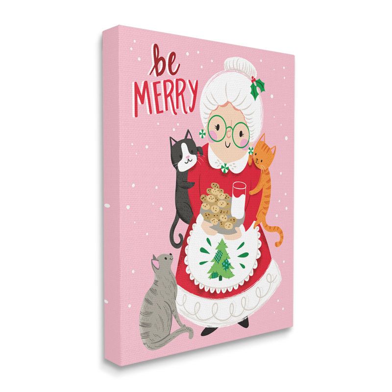 Be Be Merry Grandma Christmas Cookies Cats Percher, Toile tendue, H 30 po x l 24 po x P 1,5 po