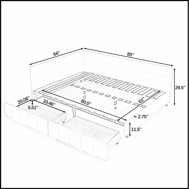 Structure de lit capitonnée avec rangement, canapé-lit avec dossier et accoudoirs confortables, velours pour chambre à coucher et salon