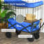 Chariot pliable avec auvent amovible et sac de transport, bleu foncé