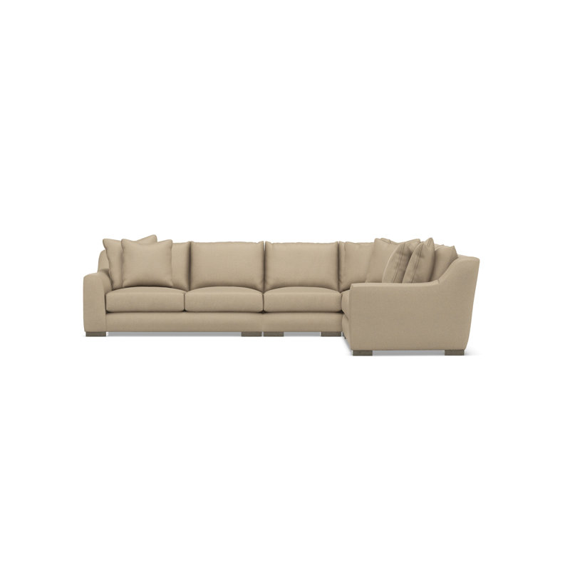 Gabi 5-Piece Fabric Sectional, Taupe Polyester, 35" H x  140" W x 110" D, Right Hand Facing