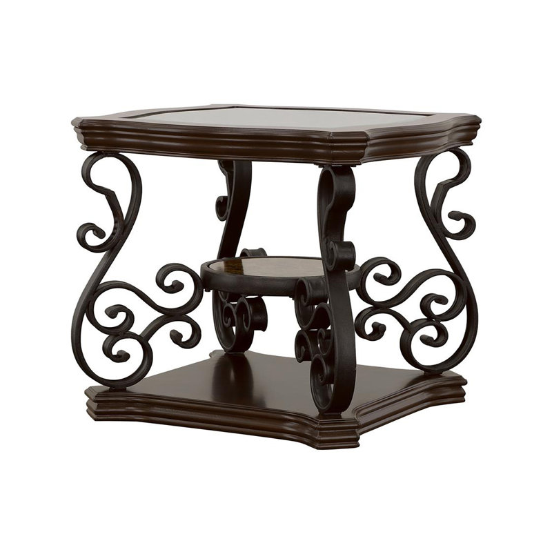 Table de bout avec tablette inférieure Lucious Merlot foncé et transparent