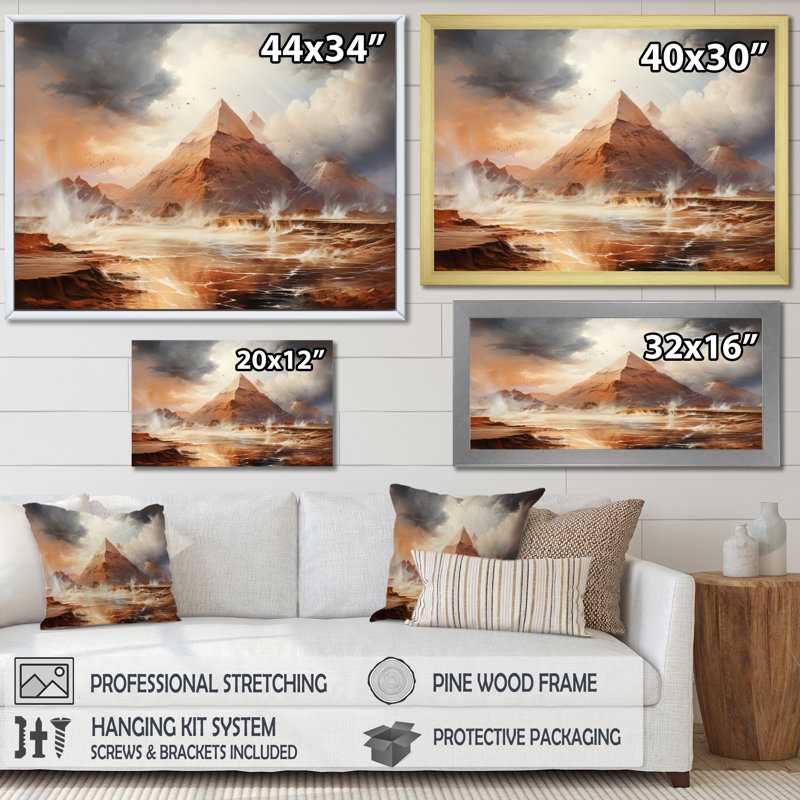 «Pyramid Whispers Of The Time II», reproduction sur toile, H 24 po x l 32 po x P 1 po, Cadre flottant noir