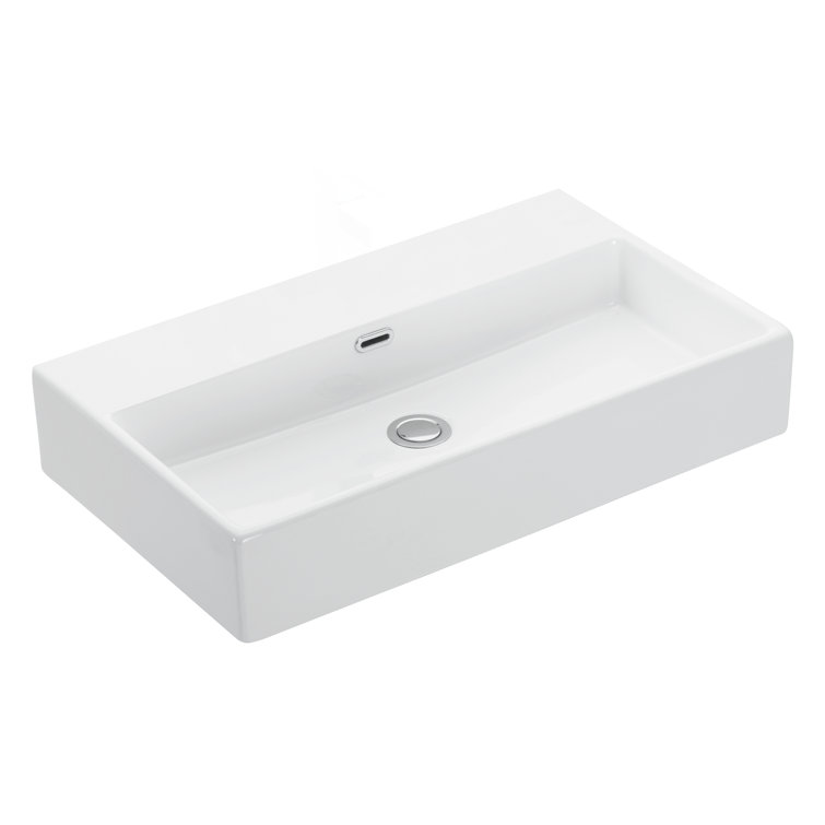 WS Bath Collections Quattro 16.4'' Ceramic Rectangular Bathroom Sink with Overflow