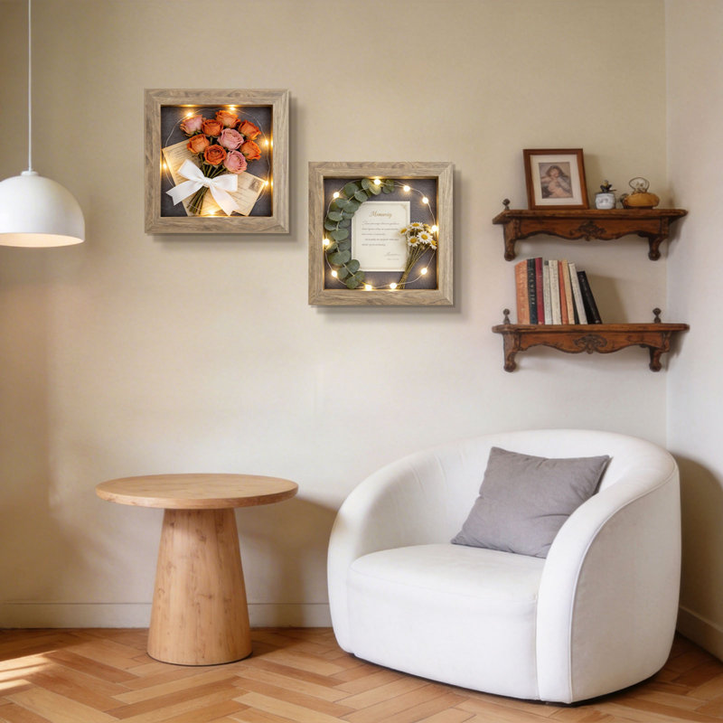 Cadre de rangement Shadow Box, Marron clair, 11 po x 11 po