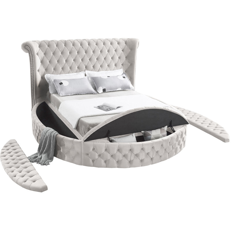 Dorgan Upholstered Wingback Bed, Cream Velvet, Full