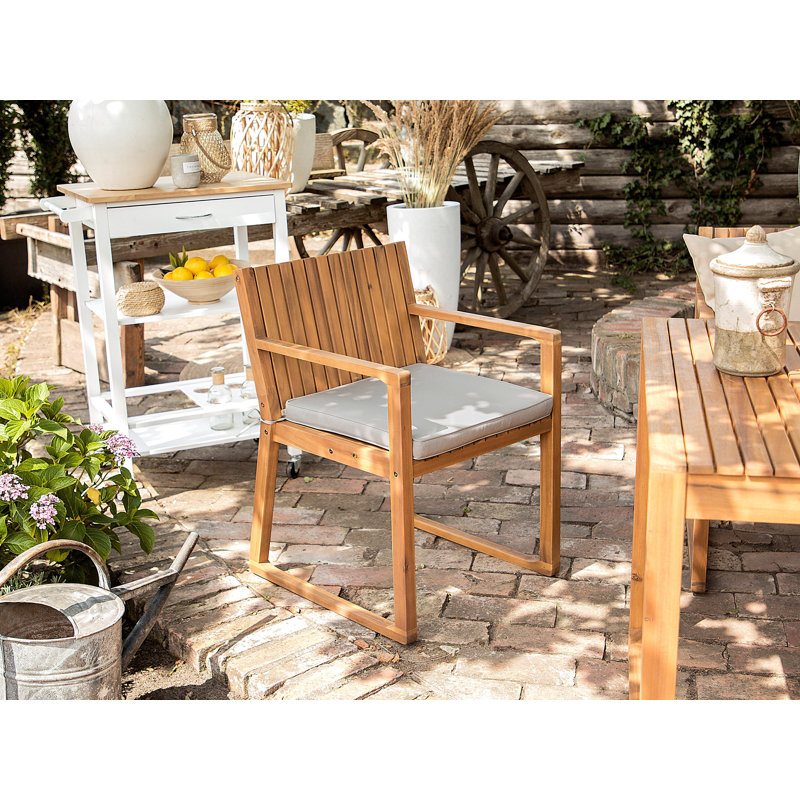 Iwar Patio Dining Side Chair with Cushion, Taupe