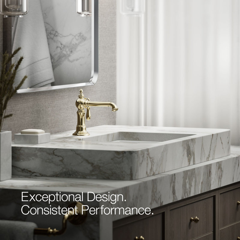 Artifacts® Single Hole Bathroom Faucet with Drain Assembly, Vibrant French Gold