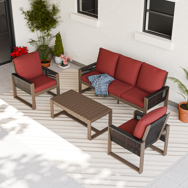 Ensemble de conversation pour 5 personnes, Rouge