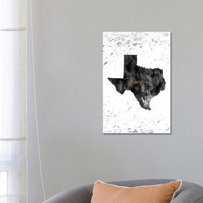 Texas Black And White Gold by WallDecorAddict - Wrapped Canvas Gallery-Wrapped Canvas Giclée