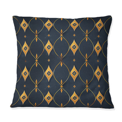 Navy Gold Diamond - Transitional Throw Pillow