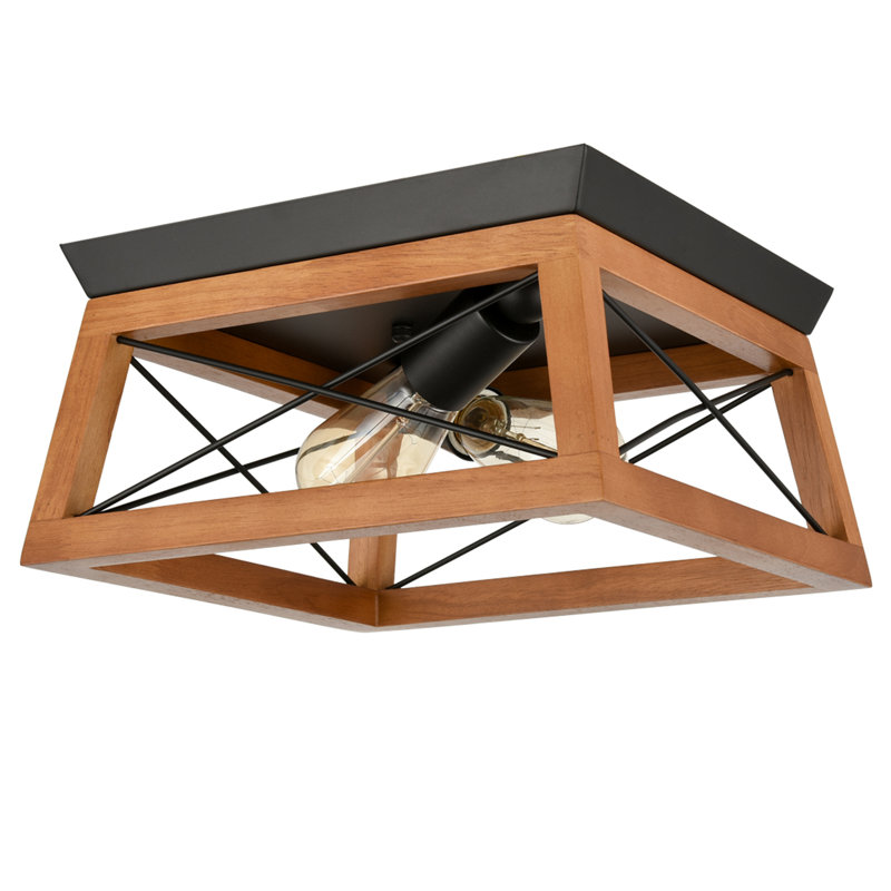 Aljean Solid Wood Flush Mount