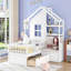 Structure de lit simple avec canapé, base de lit pour enfant avec deux tiroirs et tablette de rangement