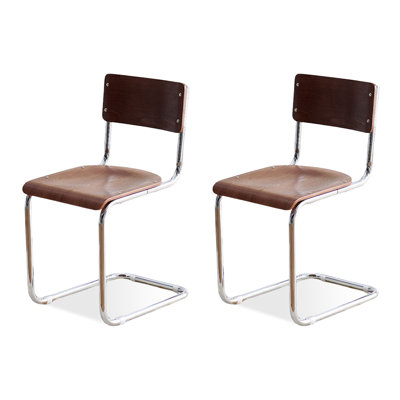Chaise d'appoint moderne en noyer massif (ensemble de 2)