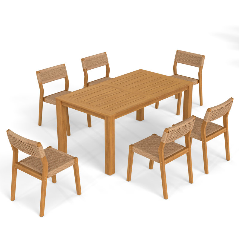 Ensemble repas d'extérieur 7 pièces avec table en bois Kilani, Side Chair