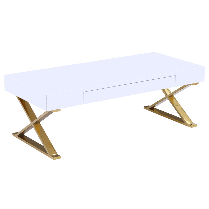 Table basse avec rangement Sandlin, Or