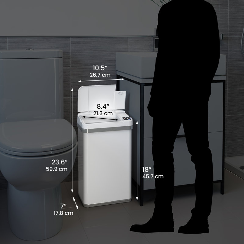 Stainless Steel Motion Sensor Waste Basket, 4 G, Pearl White