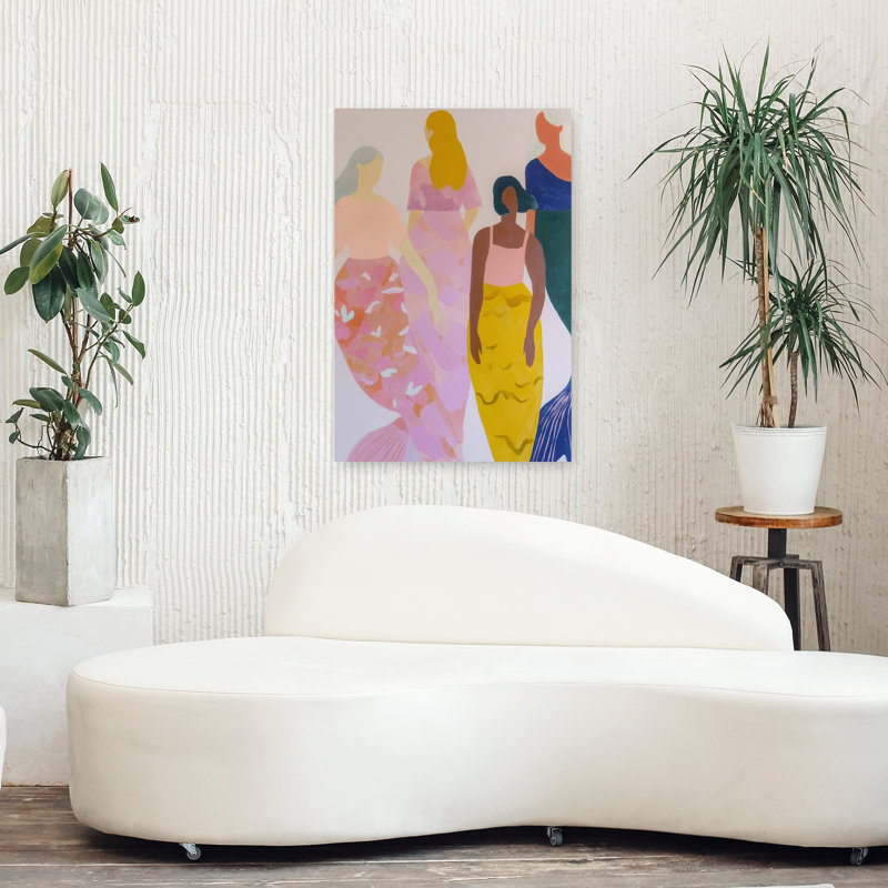 «Colorful Mermaid Friends», impression d'art moderne abstrait coloré, H 36 po x l 24 po