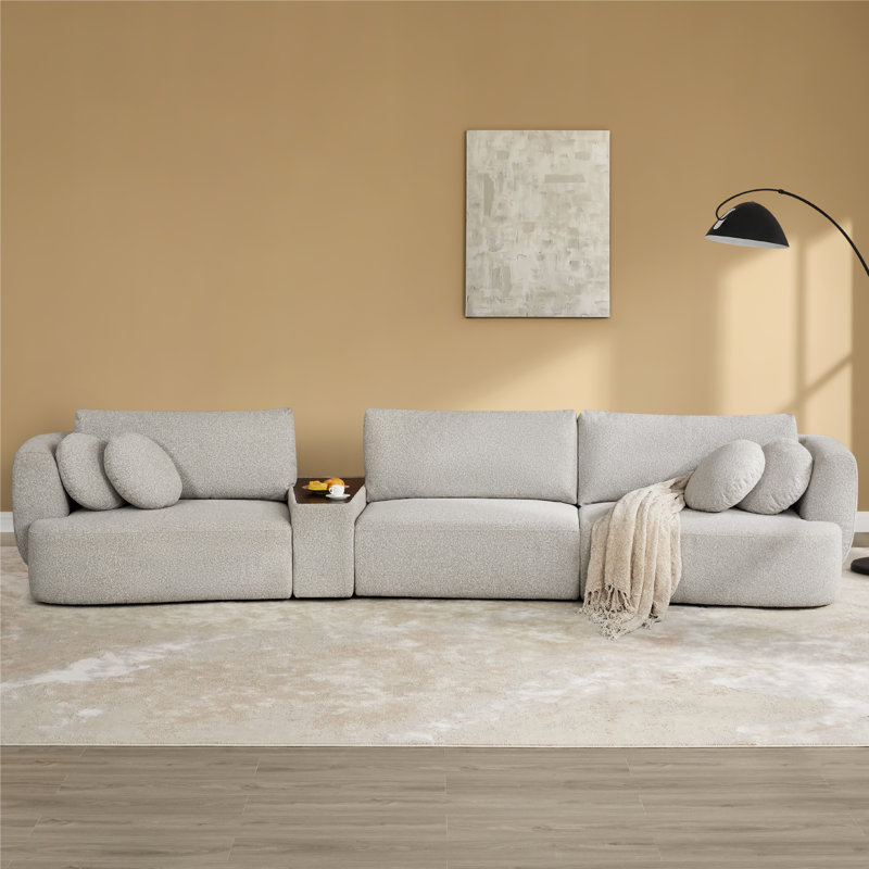 Aneika 159''W 4-Piece Curved Modular Oversized Sectional, Gray