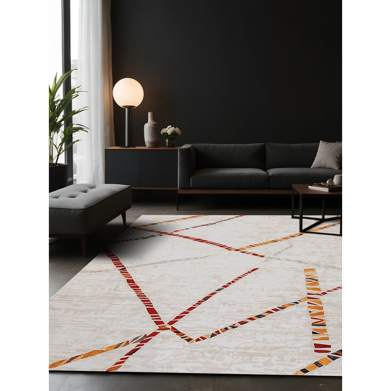 Tapis gris soyeux et moelleux, Carré 5 pi