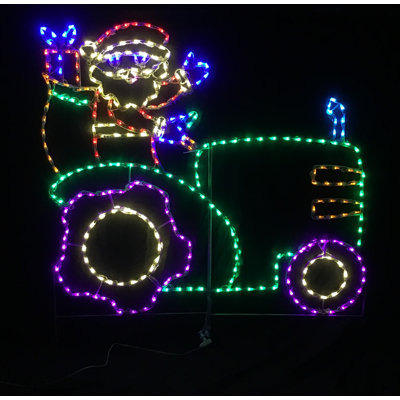 Santa Claus Driving Tractor Christmas Holiday Lighted Display -  Lori's Lighted D'Lites, 300-SDT