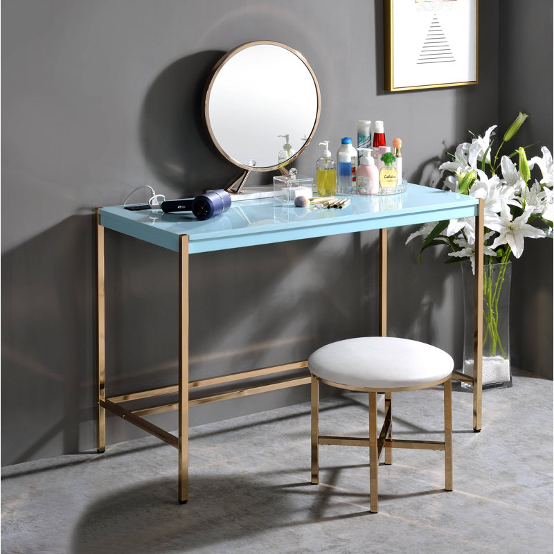 Bristyn Rectangle Writing Desk, Light Blue, 30" H x 42" W x 20" D