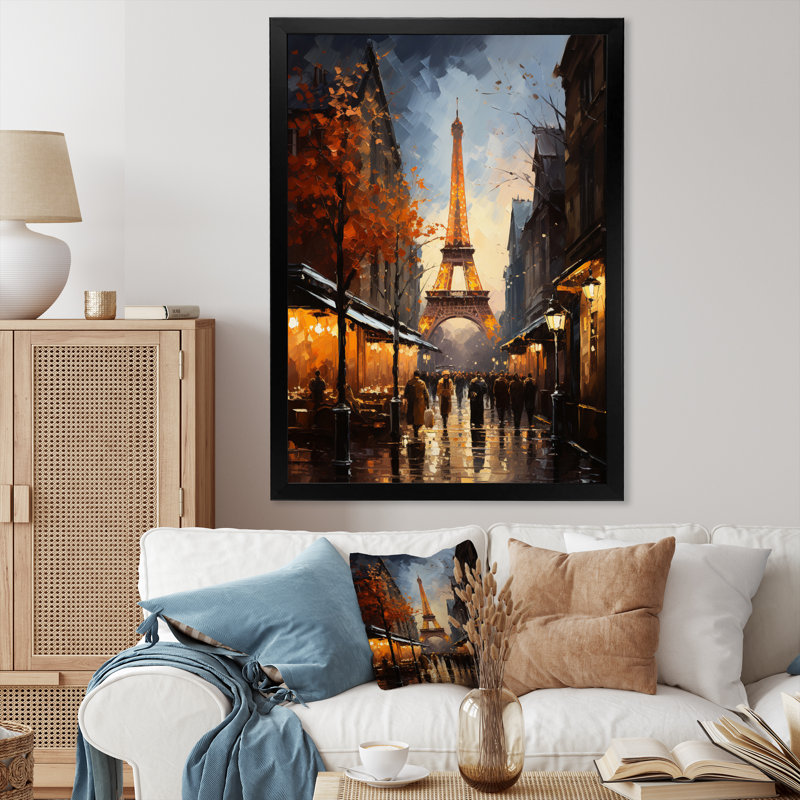 Crumes Yellow Champ Elysee Paris, reproduction d'art sur toile, H 44 po x l 34 po x P 1,5 po, Cadre photo noir