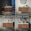 Meuble-lavabo flottant moderne de 36 po, plateau en pierre frittée (gris clair / travertin) avec lavabo en céramique et armoire en contreplaqué (chêne blanc / chêne brun) et 1 tiroir-432910118-432910120