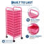 Chariot de rangement à roulettes à 10 tiroirs pour le bureau et la maison - Chariot utilitaire mobile à roulettes - Organisez vos fournitures de loisirs créatifs, maquillage et produits de base pour l'entraînement - Rose rouge-714521435