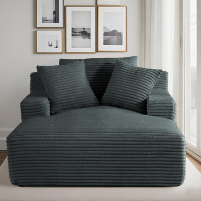 Lozena 50-Inch Corduroy Cloud Chaise Lounge Chair Indoor, No Assembly Required by Latitude Run