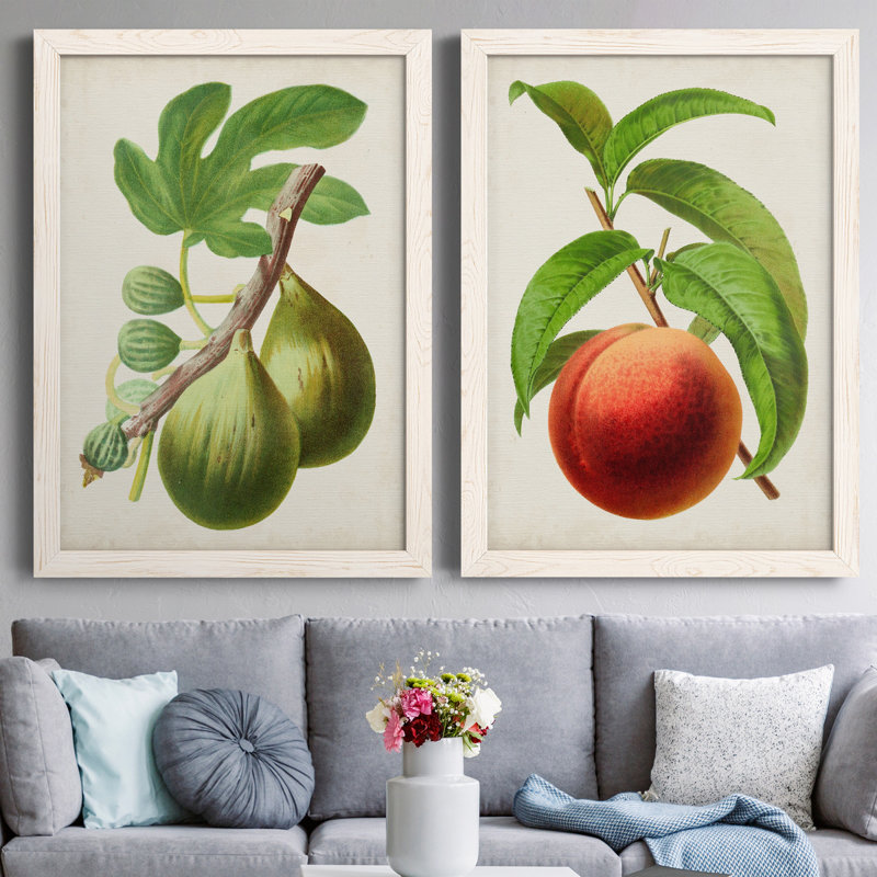 Antique Fruit IV - ensemble de 2 reproductions d'art sur toile, H 43,5 po x l 31,5 po x P 1 po, Toile blanche encadrée