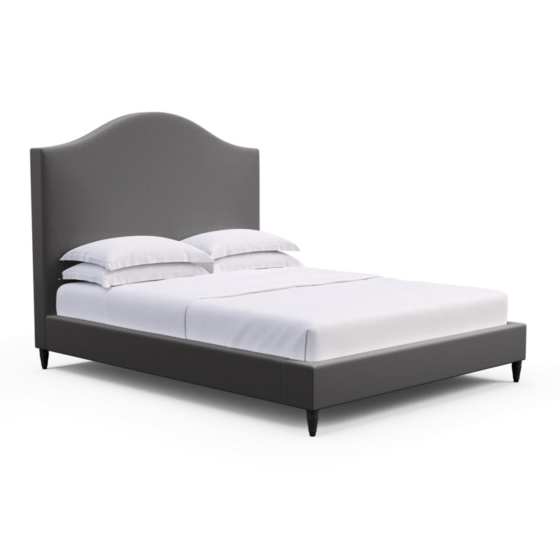 Montague Upholstered Bed, Queen, Box Weave Linen Pumice, Weathered