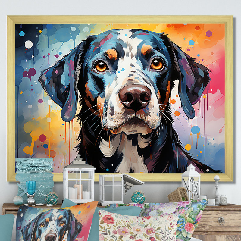 Dalmatian Dots I - reproduction sur toile, Cadre doré à coins fermés, H 30 po x l 40 po x P 1,5 po
