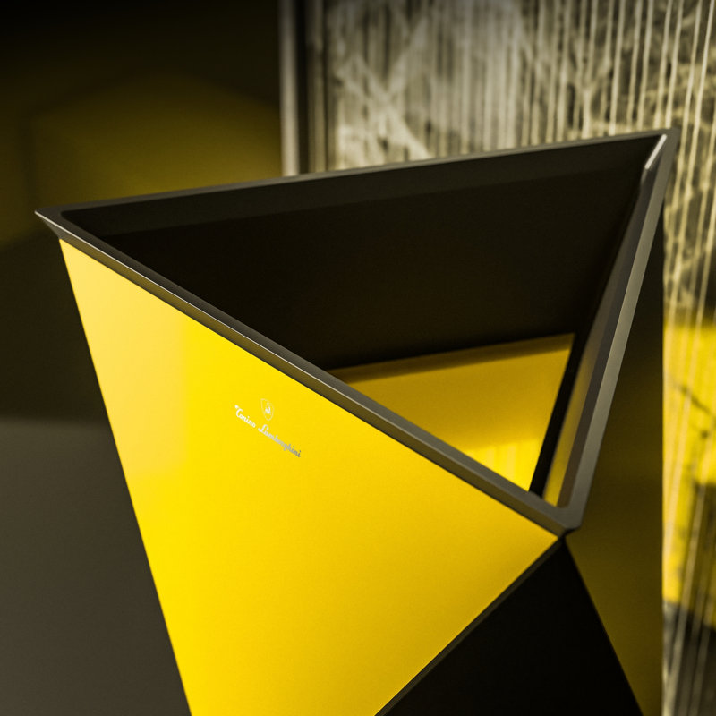 Lavabo sur pied Rayna par Tonino Lamborghini, Noir mat / jaune