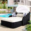 Lit de soleil réglable réglable pour l'extérieur - auvent double, PE, noir, beige-1467335991