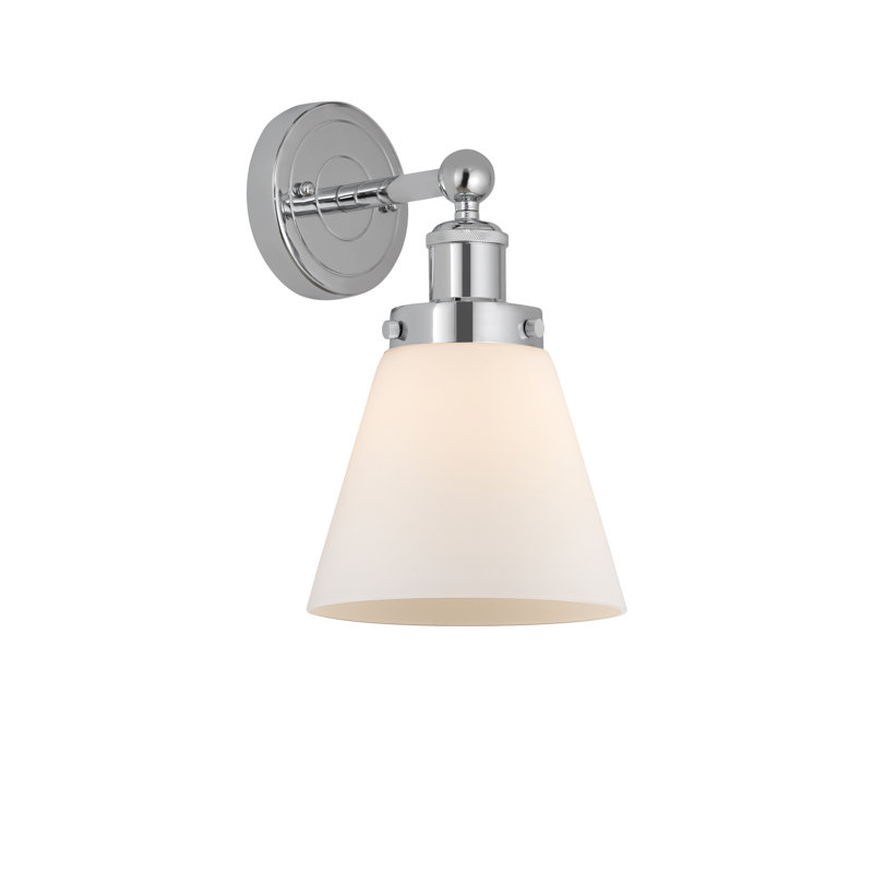 Charenton Armed Sconce, Matte White, Polished Chrome