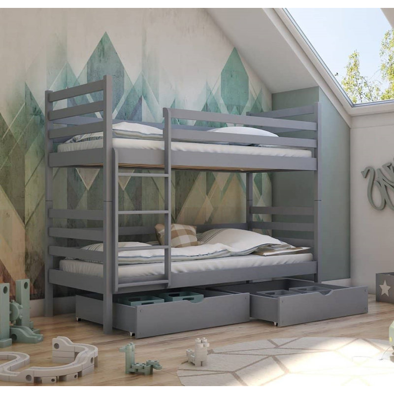 Dursley Single (3') 2 Drawer Standard Bunk Bed, Grey Matte