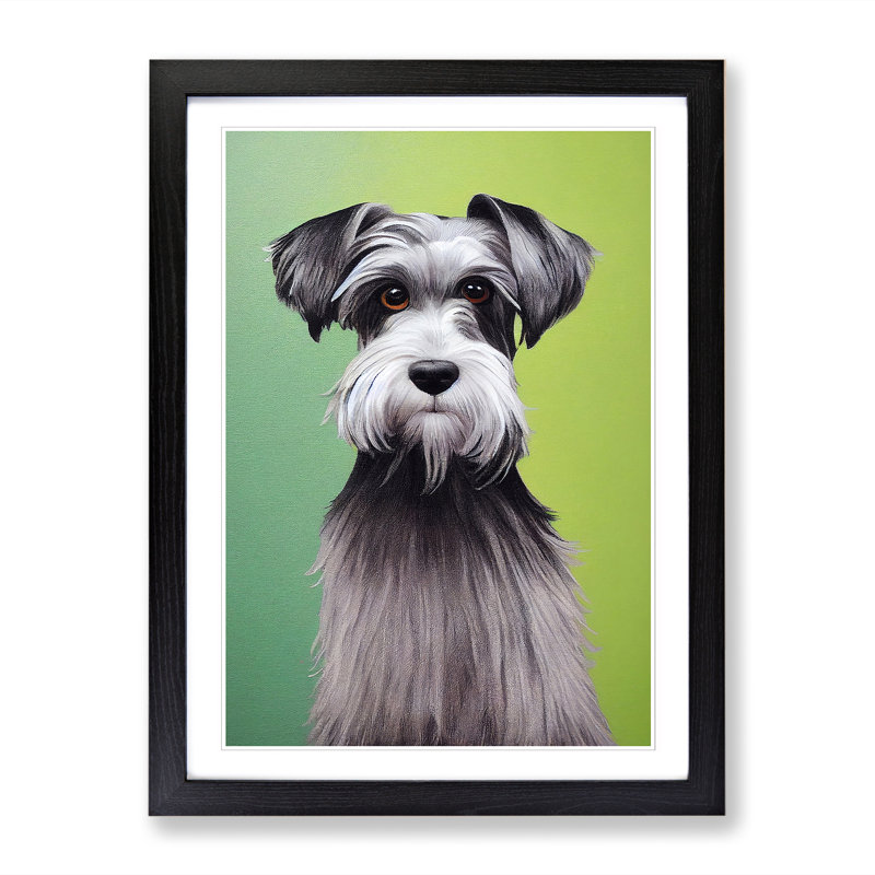 Schnauzer Dog Painting - Single Picture Frame Print, Black, 64cm H x 46cm W x 2cm D