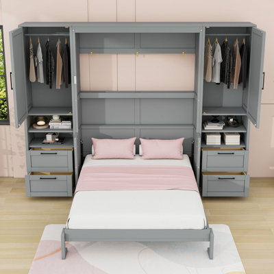 Murphy Bed with Integrated Storage Drawers and Desk